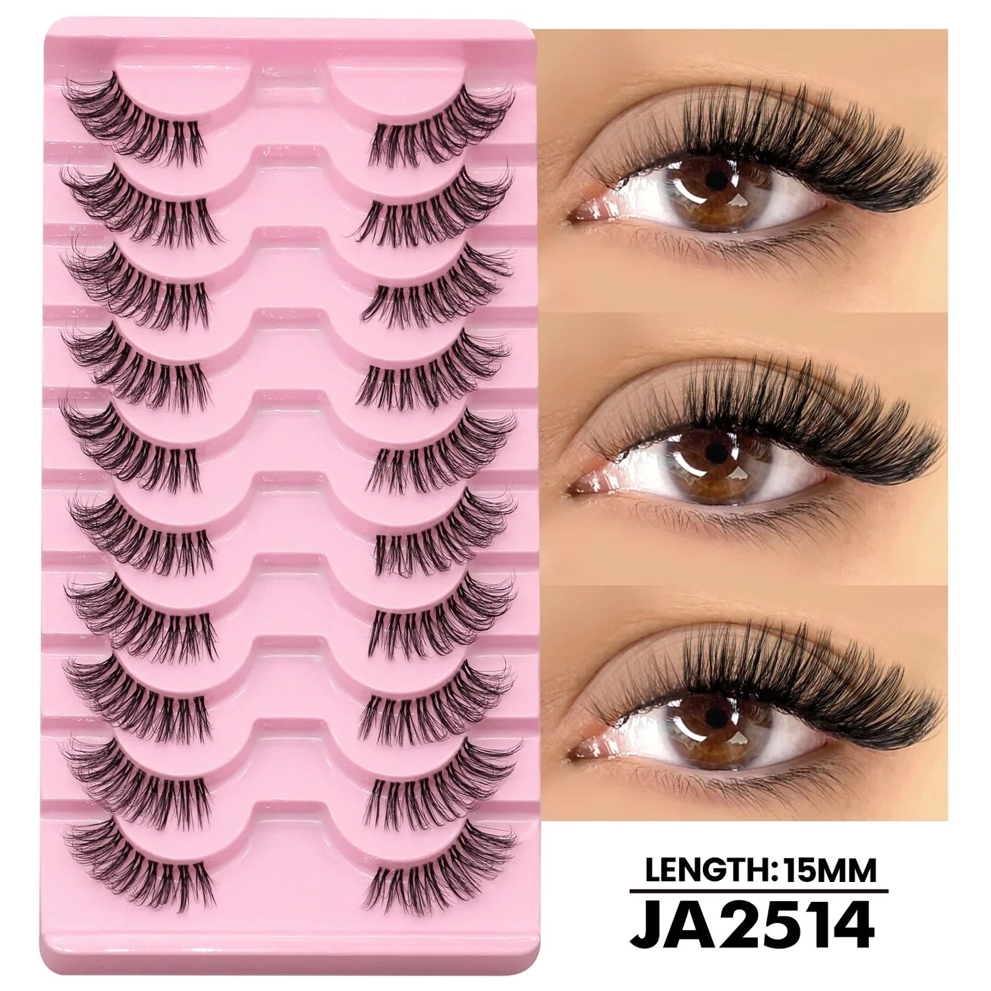 Two Boxs Half Eyelashes Natural Fluffy Cat Eye Lashes Soft Wispy Faux Mink Lashes Winged End Eye Elongated Eyelashes