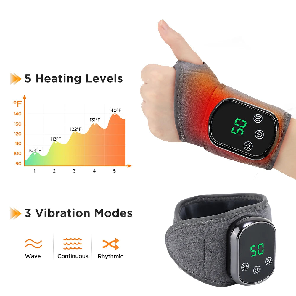 Electric Heating Hand Wrist Massager Wireless Thermal Wrist Brace Wrist Protector 5 Infrared Hot Compress 3 Vibration Wristband