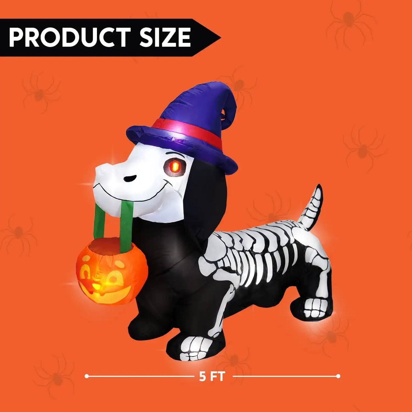 Joyfy Halloween Inflatable Wiener Dog Light Up Decoration
