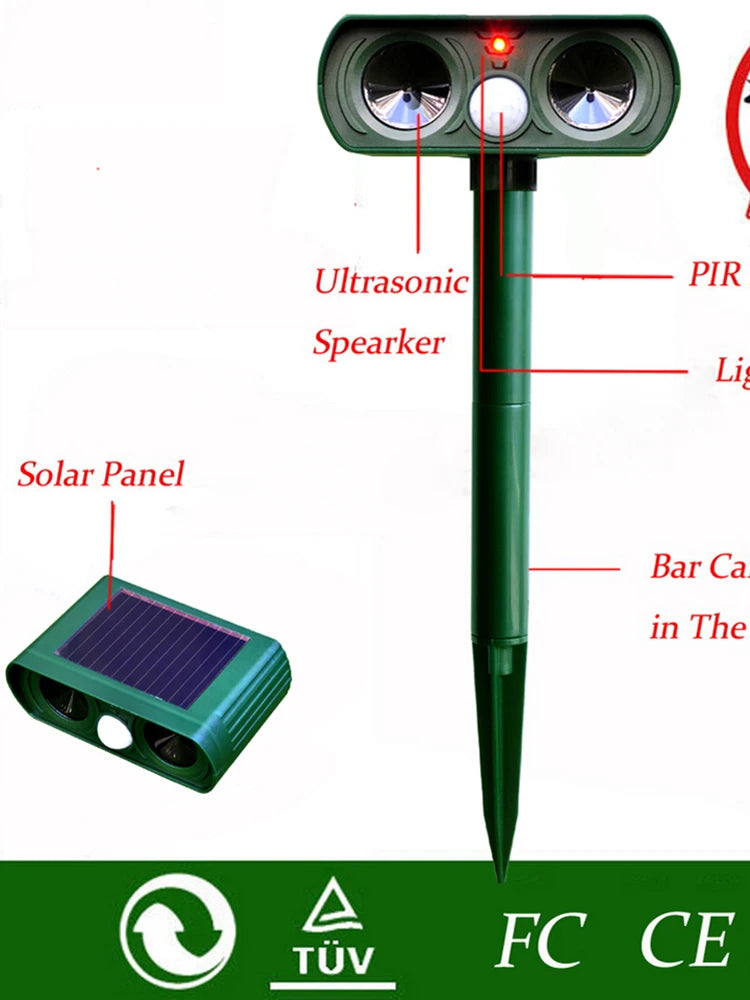 Hign-concerned Ultrasonic Solar Powered Animal Deterrent