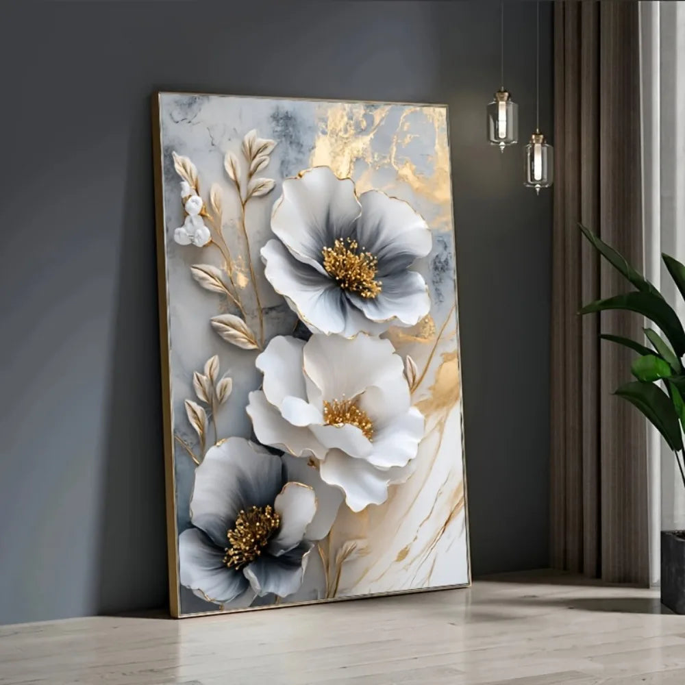Hign-concerned Modern Luxury Floral Canvas Framed 3D