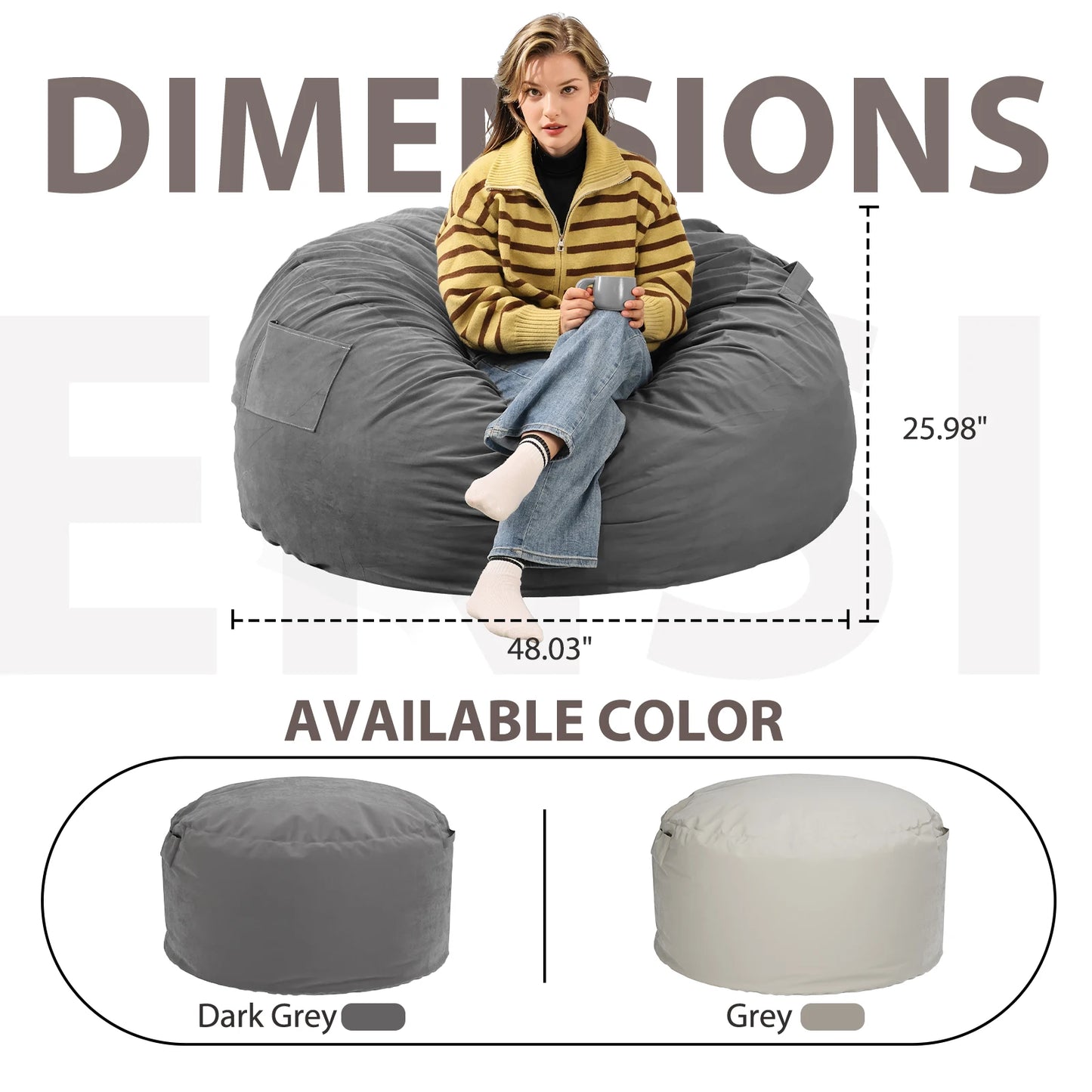 For The Number JHK Bean Bag Chair With Removable Washable Cover For Living Room