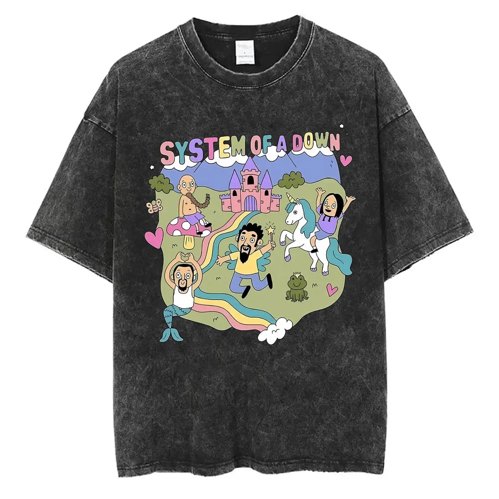 Washed Hot Stamping Print T-Shirt Twenty One Pilots Women Men Unisex Harajuku Cotton Oversized Tshirt Band Short Sleeve Top Tees