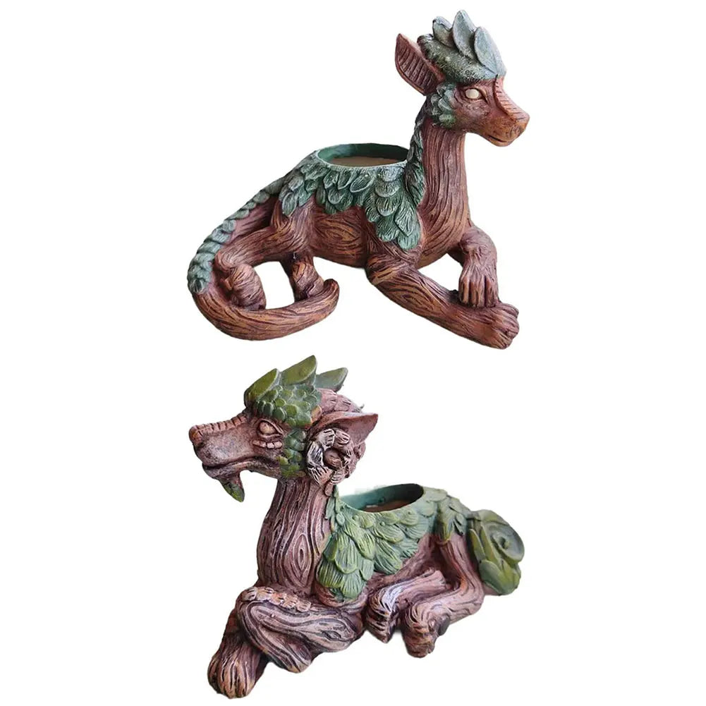 APWIKOGERH Dragon Tree Succulent Planter Resin Statue
