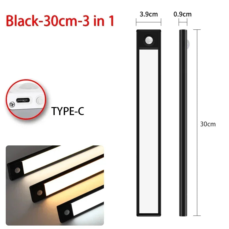 LED Motion Sensor Night Light USB Cabinet Wardrobe Lamp
