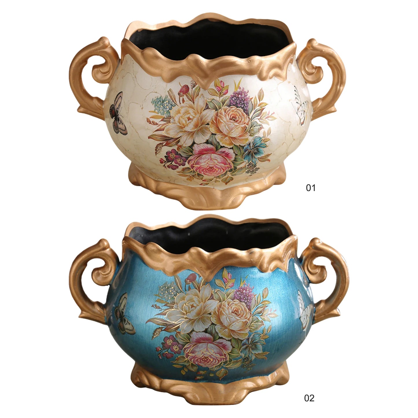 Shunmaii Europe Retro Ceramic Vase With Handle Hand Painted Pattern