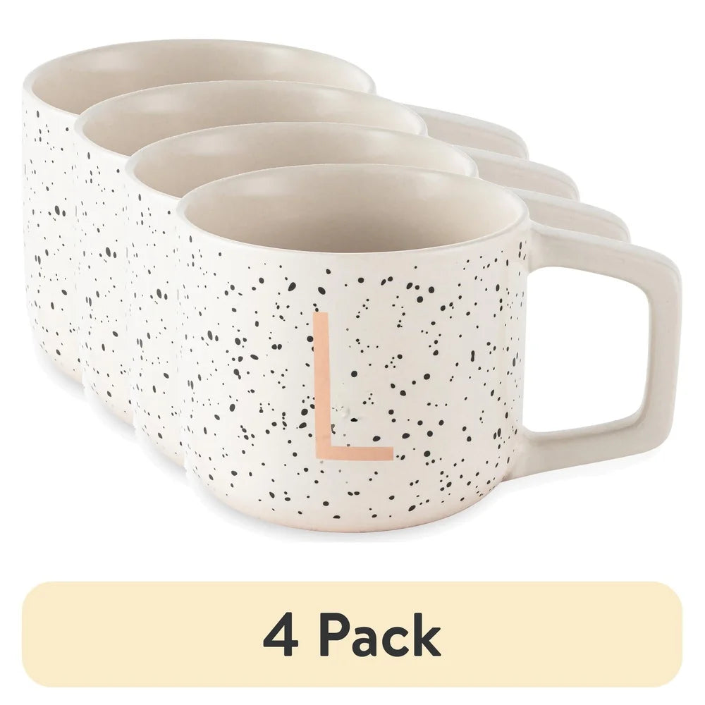 XMSJ Stoneware Monogram L Mug Set Dishwasher Safe Mugs