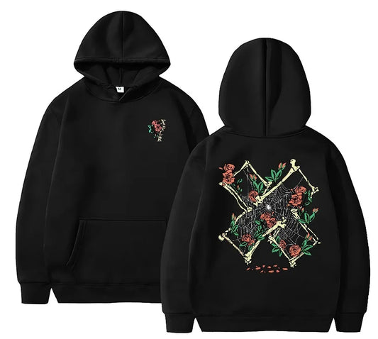 Unisex Fleece Lined Hoodie With Butterfly Rose Gothic Print