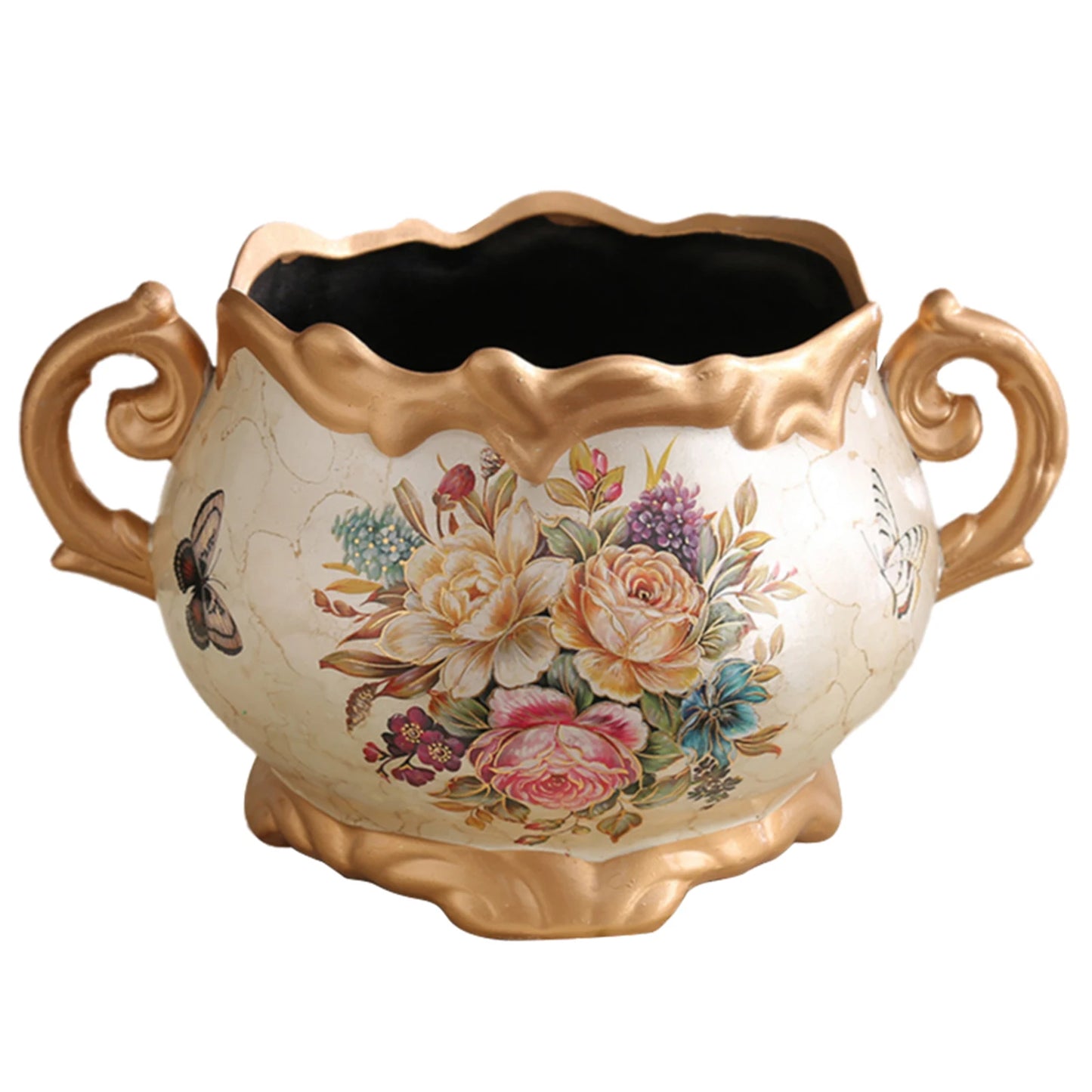 Shunmaii Europe Retro Ceramic Vase With Handle Hand Painted Pattern