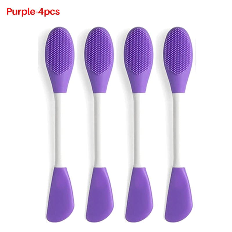 8/4/2pcs Silicone Face Mask Brush 2 in 1 Double-Head Manual Cleansing Brushes Facial Scrubber Mud Film Applicator Skin Care Tool