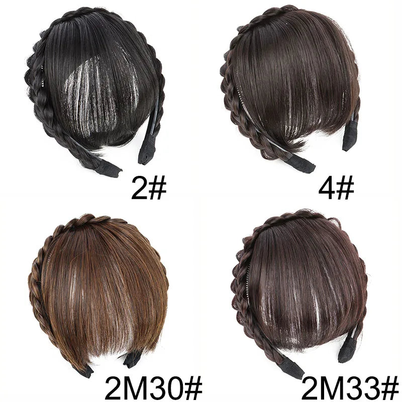 Synthetic Wig Headband Hair Bangs Invisible Short Straight Bangs Seamless Forehead Hairpiece Styling Hair Accessories for Women