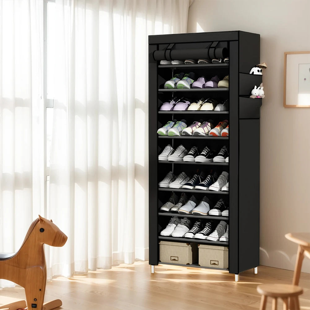 High-concerned 10-Layer Fabric Cover Shoes Cabinet Dustproof Rack