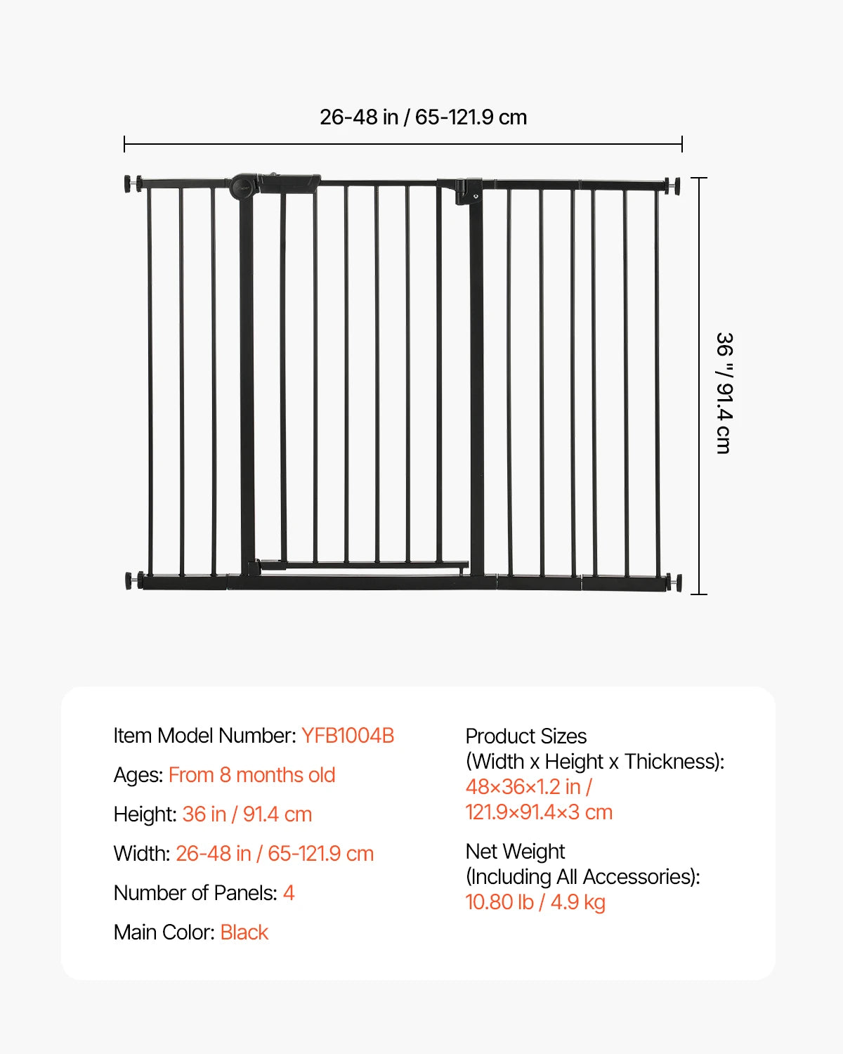 SucceBuy Baby Gate Walk Through Pressure Mount for Dogs