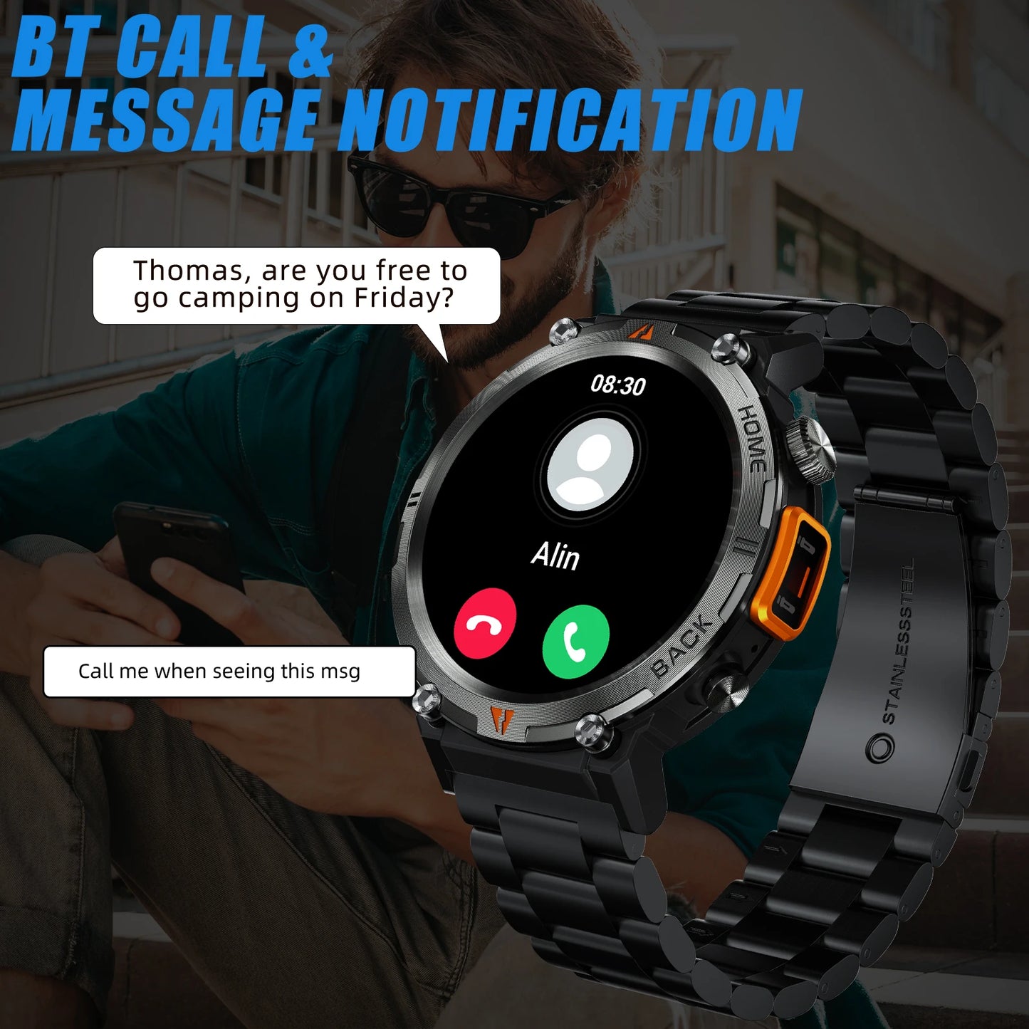 LaNikar KE3 Bluetooth Call Smart Watch Men Full Touch