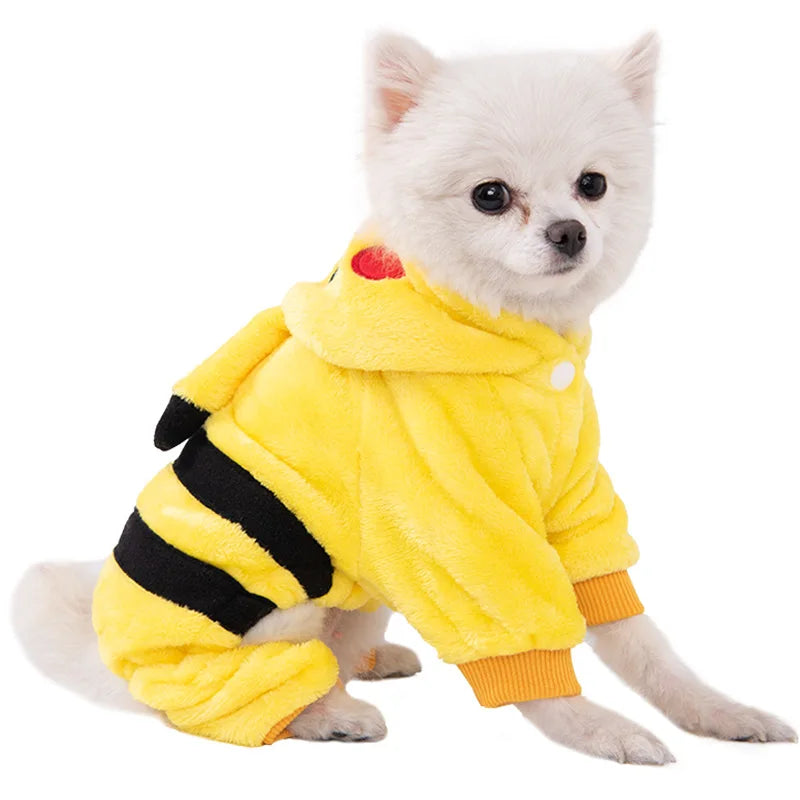 Soft Warm Fleece Dog Jumpsuit Hoodie Coat For Small Dogs