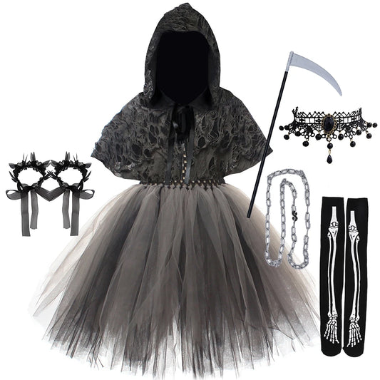 Halloween Death Dress Up Costume With Hoodies For Girls
