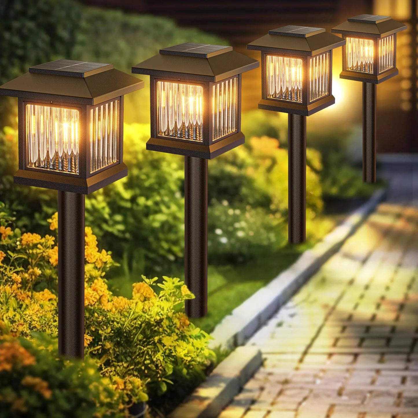 KPSTEK Solar Outdoor Lights Auto On Off Garden Street Lamps