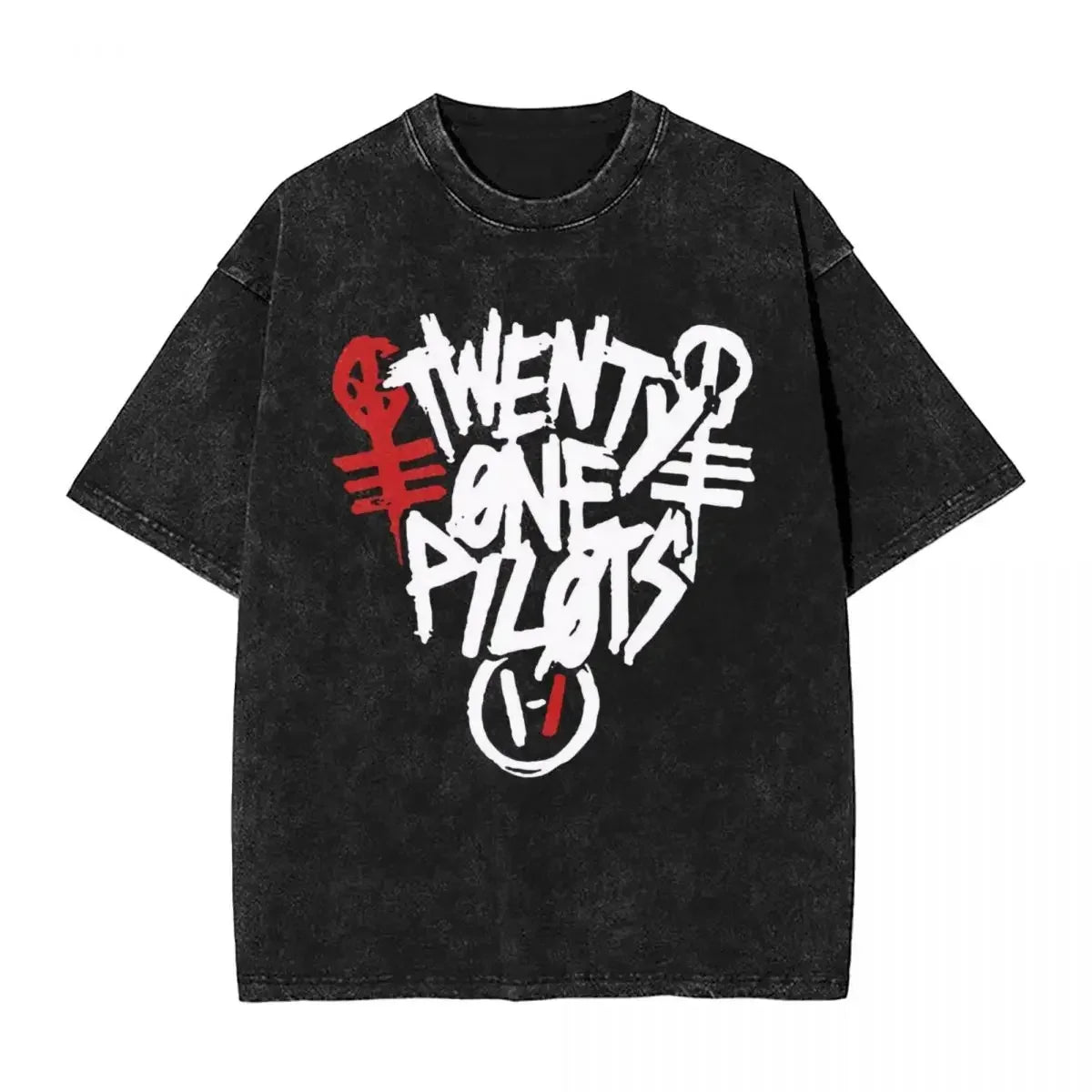 Washed Hot Stamping Print T-Shirt Twenty One Pilots Women Men Unisex Harajuku Cotton Oversized Tshirt Band Short Sleeve Top Tees