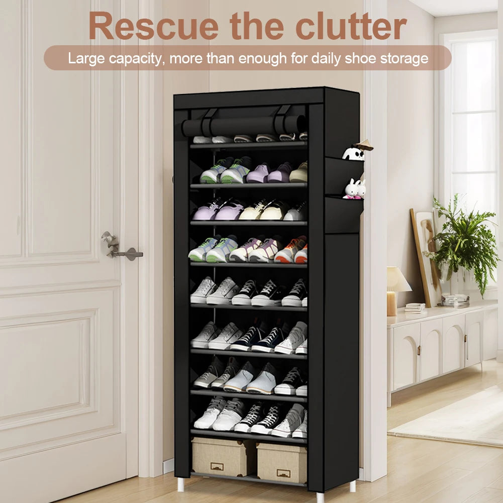 APWIKOGER 10-Layer Shoes Cabinet Dustproof Metal Storage Rack