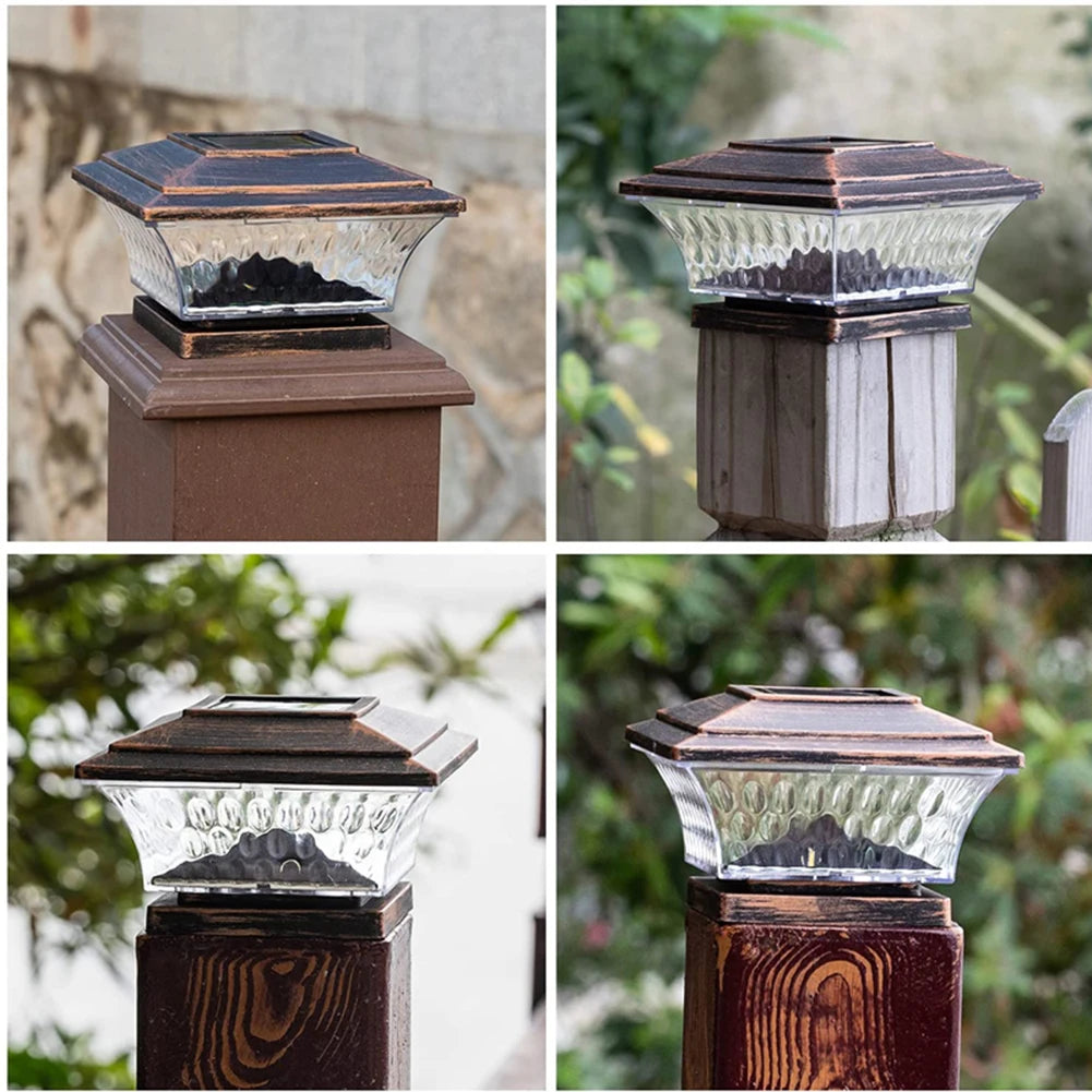 Solar Post Cap Fence Light LED Lamp Warm White 6500K