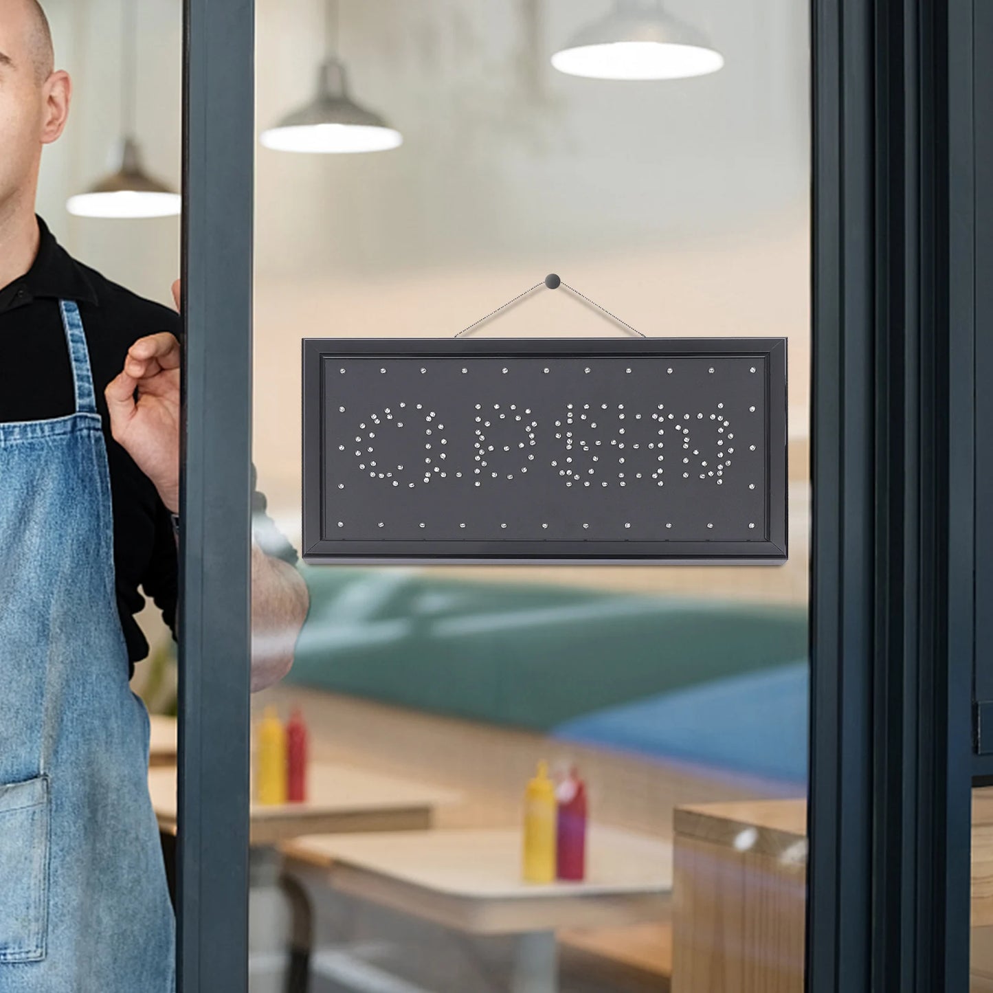 Chain Neon Open Closed Sign LED Window Hanging Business Sign With Chain Mount Illuminated