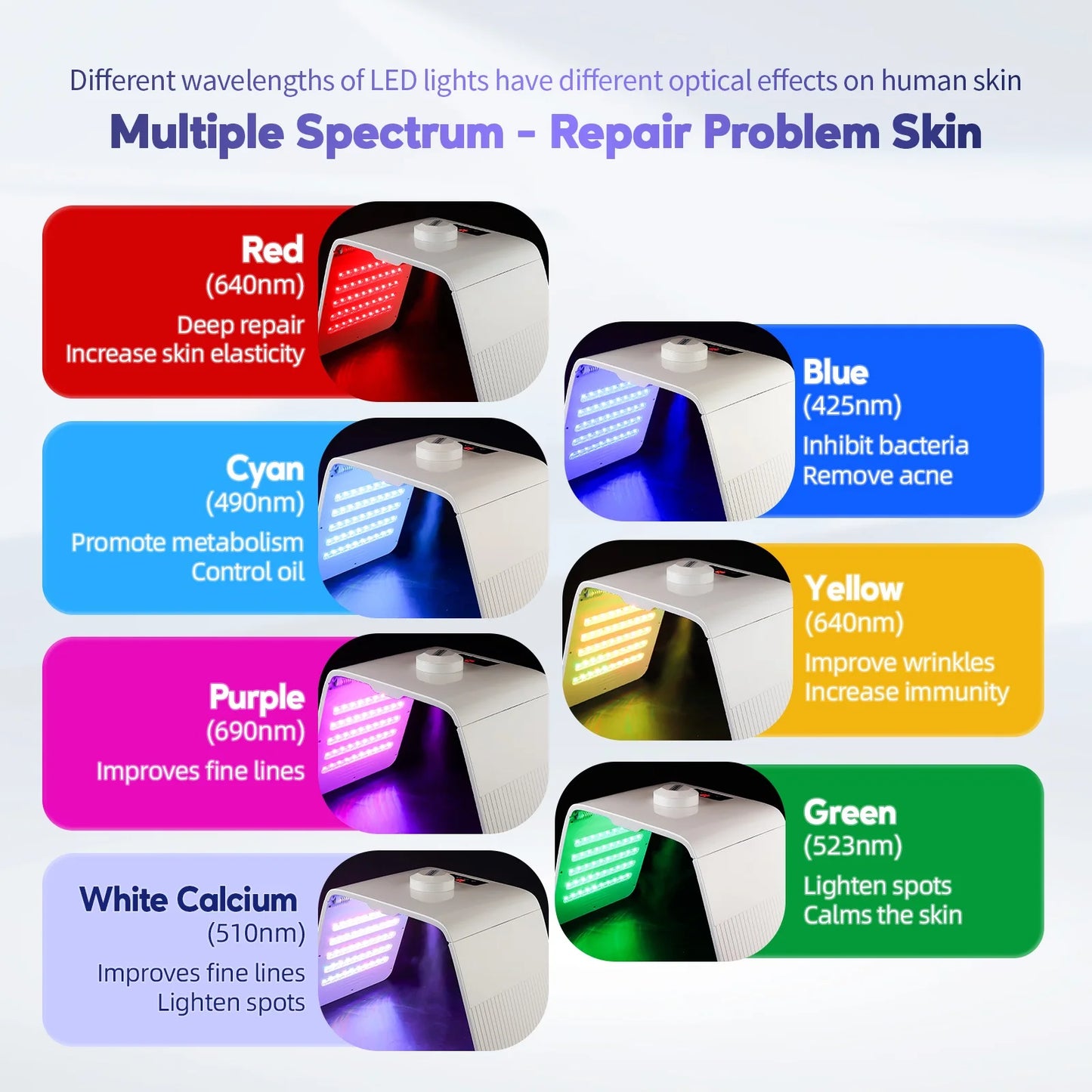 Foldable 7 Colors LED Photon Machine PDT Light Therapy with Nano Water Sprayer Skin Rejuvenation Lamp Red Blue Light SPA