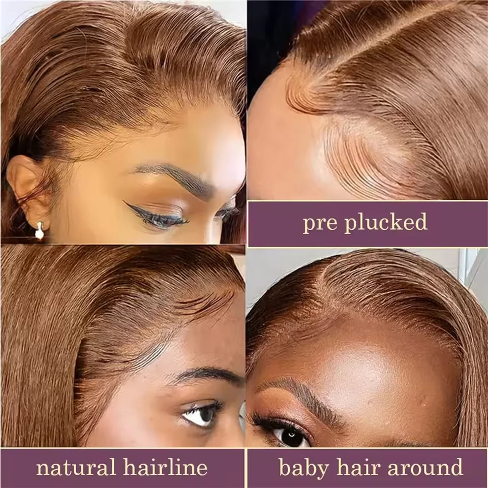 #4 Chocolate Brown Straight Bob Wigs 13x4 Lace Front Wigs for Human Hair Short Bob Wigs Transparent Bob Virgin Front Lace Wigs