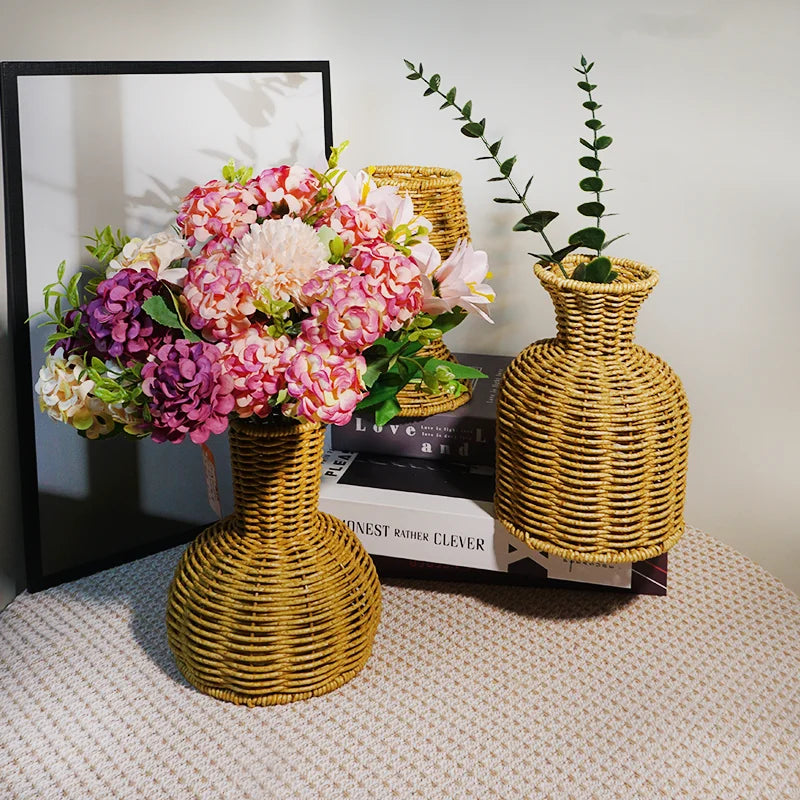 Function Japanese Handwoven Desktop Vase Arrangement Basket Zen Decor