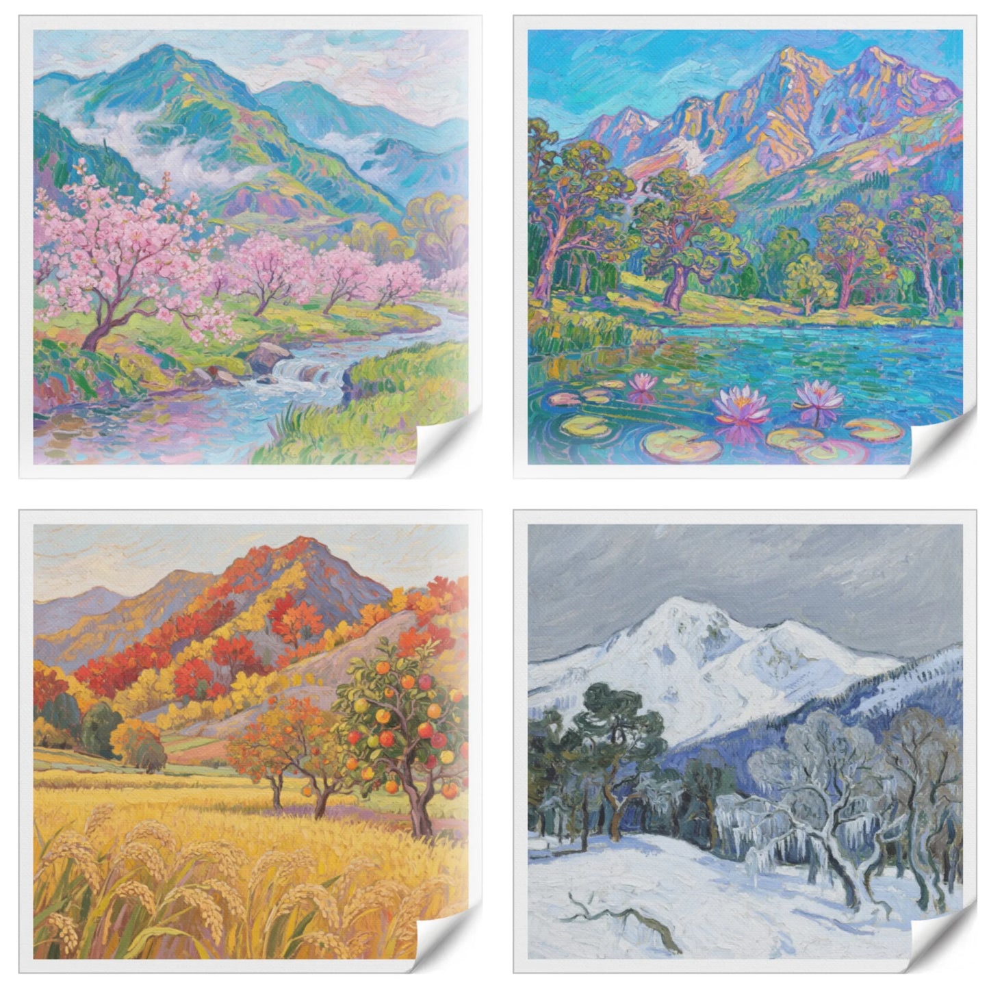 The Four Seasons Canvas Oil Painting HD Print Wall Art Poster Gallery Art Prints Picture Photos for Living Room Home Decor Gift