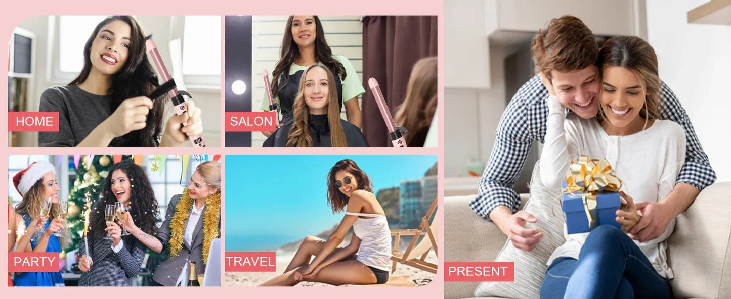 Ceramic Curling Wand Set With Interchangeable Barrels