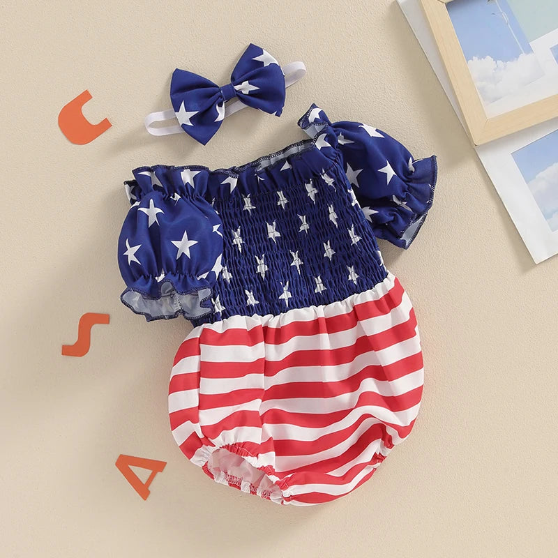 CN Guangdong Independence Day Rompers For Toddler Girls