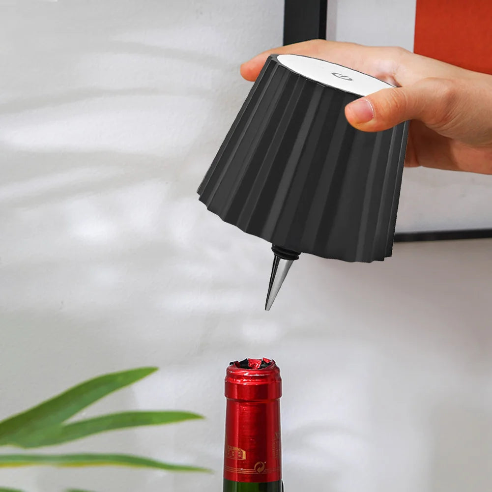 APWIKOGER Wireless Bottle Table Lamp With Touch Control Three Light Modes And Stepless Dimming For Bar Desks