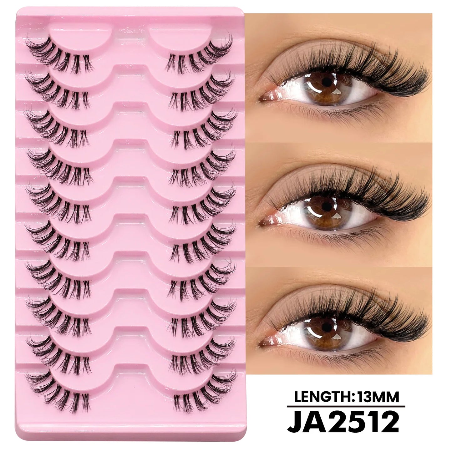 Two Boxs Half Eyelashes Natural Fluffy Cat Eye Lashes Soft Wispy Faux Mink Lashes Winged End Eye Elongated Eyelashes