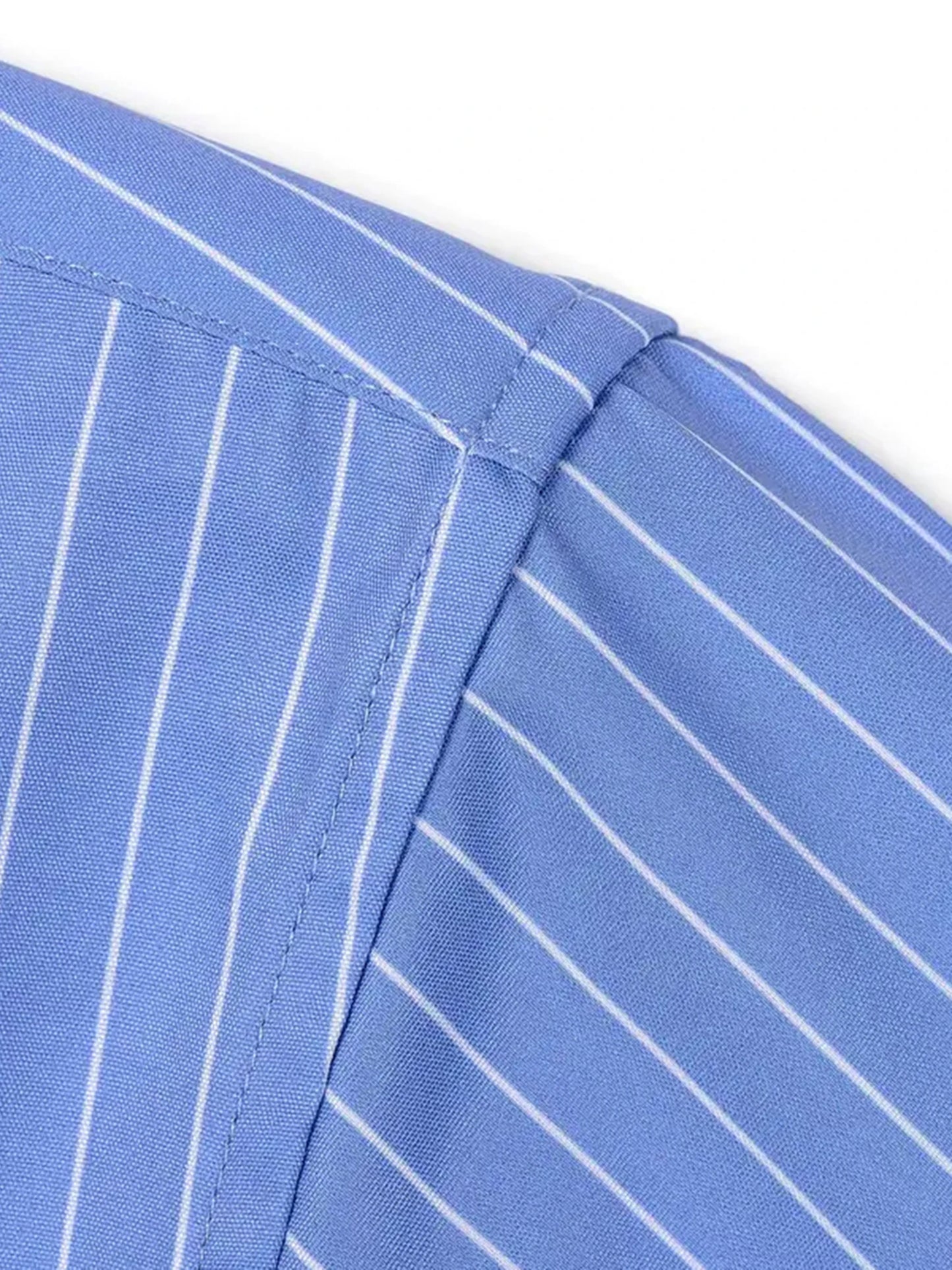 CN Guangdong Men Classic Striped Shirt Long Sleeves Stand Collar