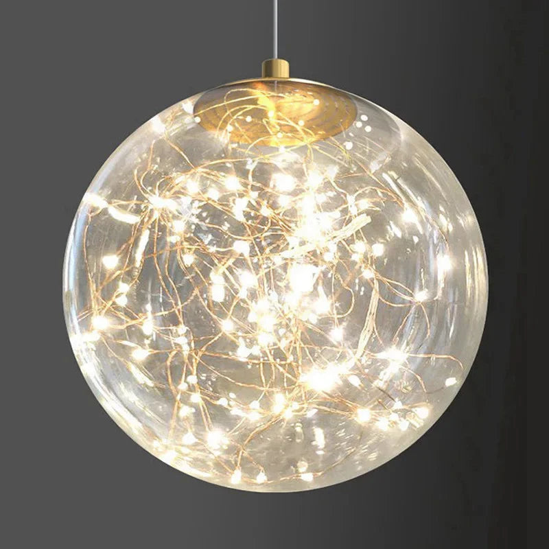 ENERLORD Modern LED Nordic Pendant Light Starry Glass Ball