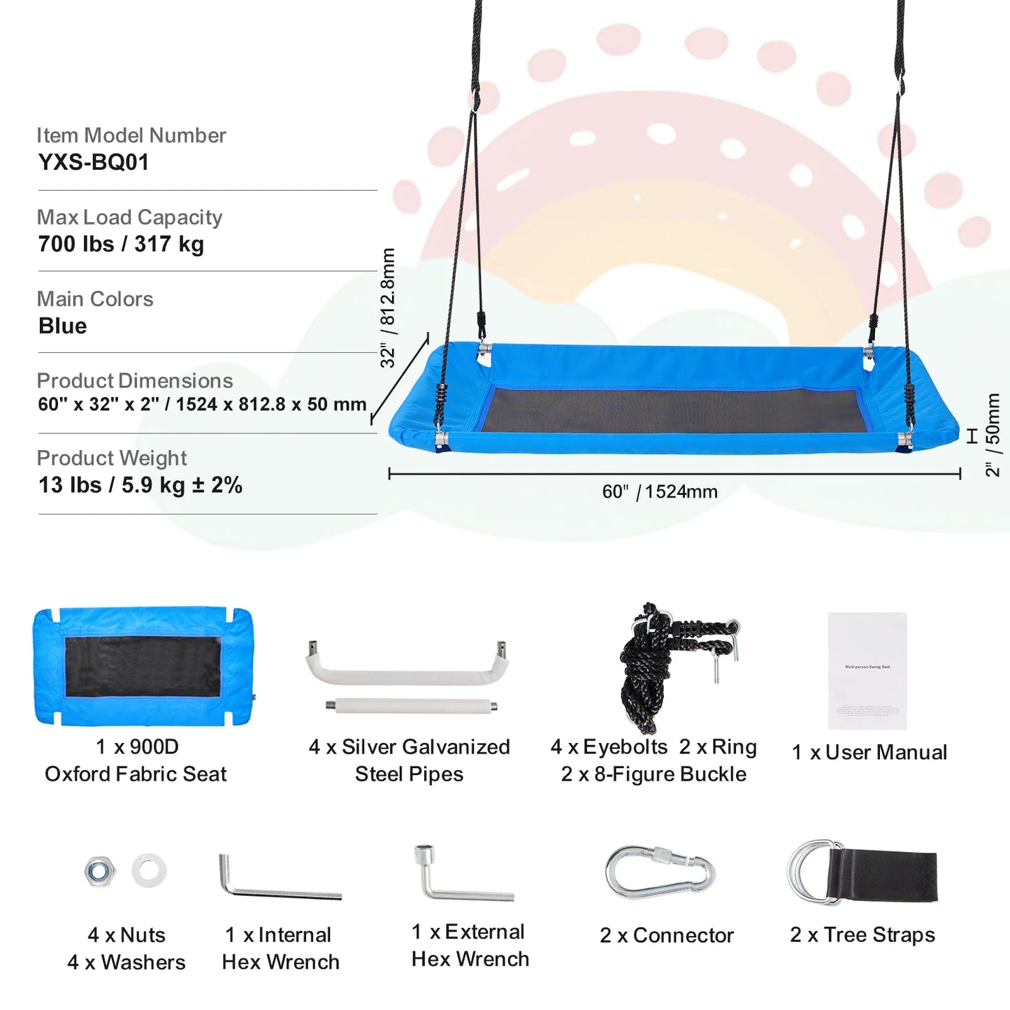 SucceBuy Saucer Tree Swing 750lbs Capacity For Kids Outdoor