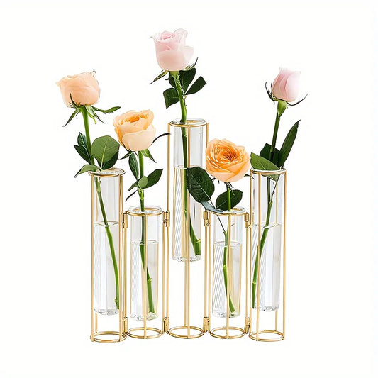 Function Test Tube Vase Set Five Tubes And Metal Stand