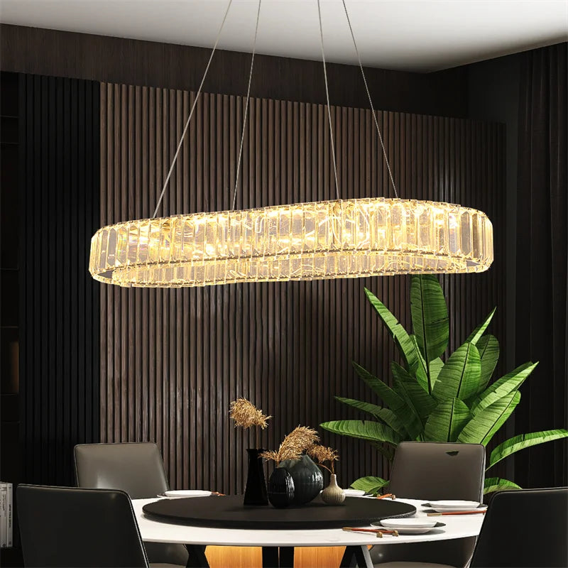 Deckro Crystal Chandeliers Ring Shaped Pendant Lights Living Room Kitchen
