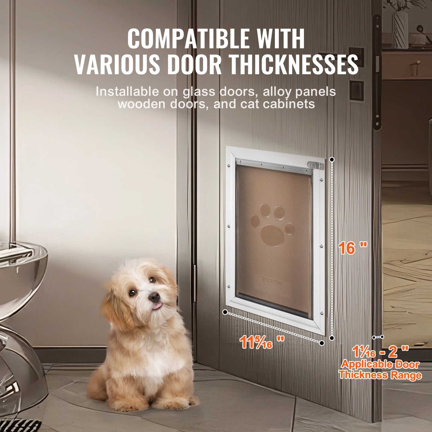 Dog Door Aluminum Frame Pet Door Lock Flap Weatherproof