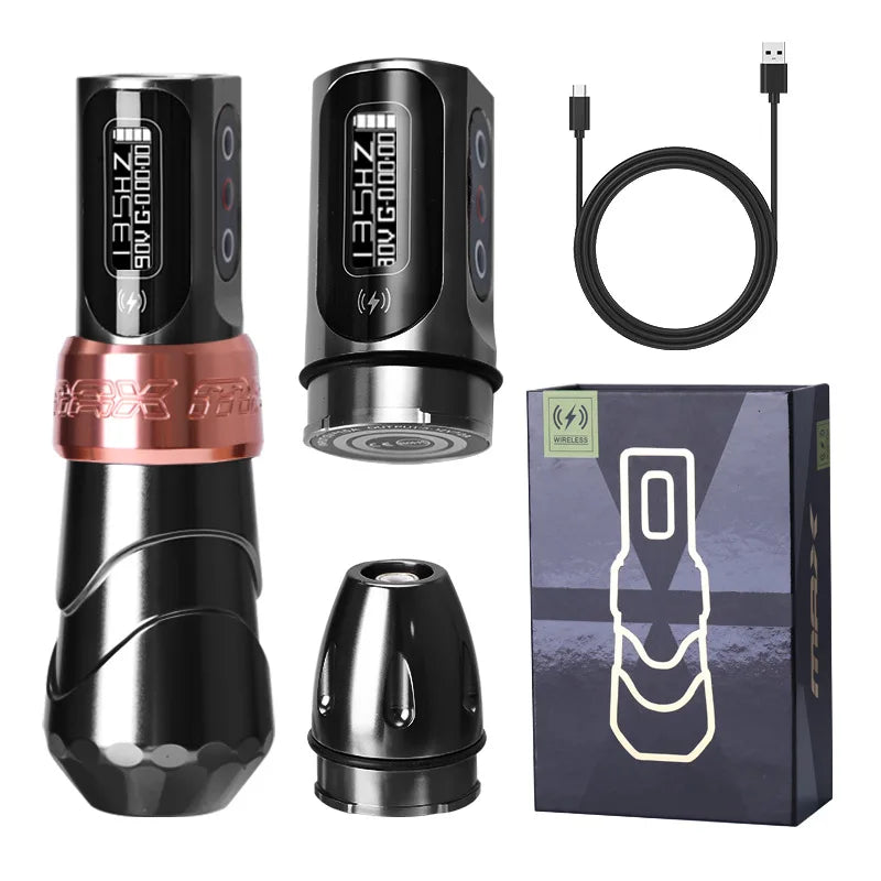 New Professional Tattoo Pen Fluk Max Wireless Tattoo Machine with  2Battery Permanent LCD Display Makeup Rotary Tattoo Pen