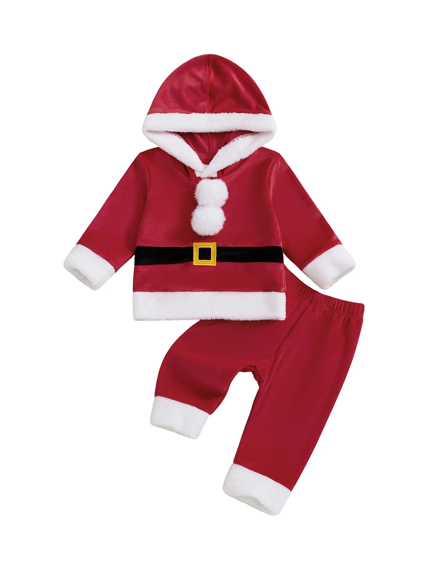 Christmas Santa Claus Kids Costume Hoodie Pants Cosplay Set