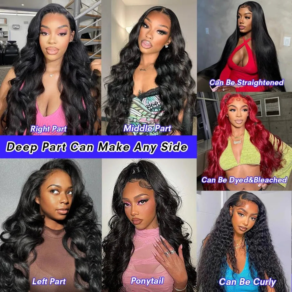 Deep Wave Human Hair Wigs 13X6 Water Wave Lace Front Wigs Glueless Brazilian Pre Plucked With Baby Hair Natural Color For Women