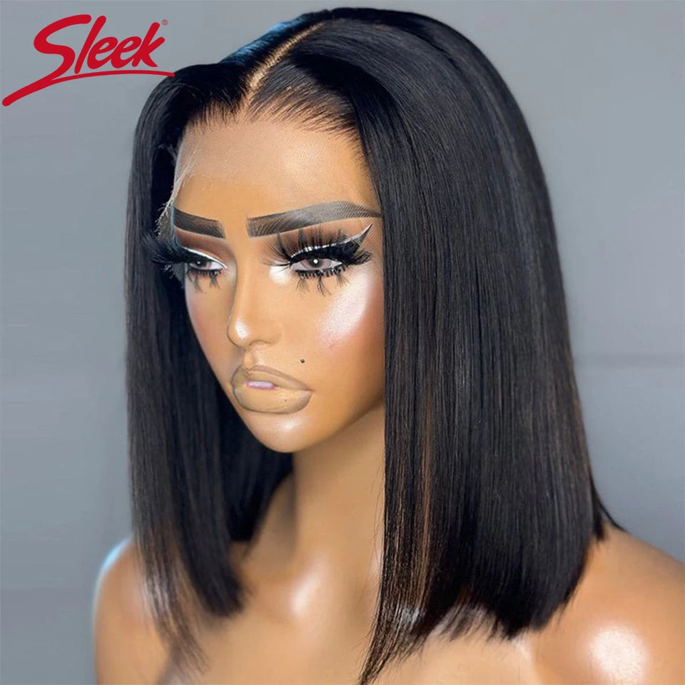 Sleek Straight Bob Remy Human Hair Lace Front Wig Short