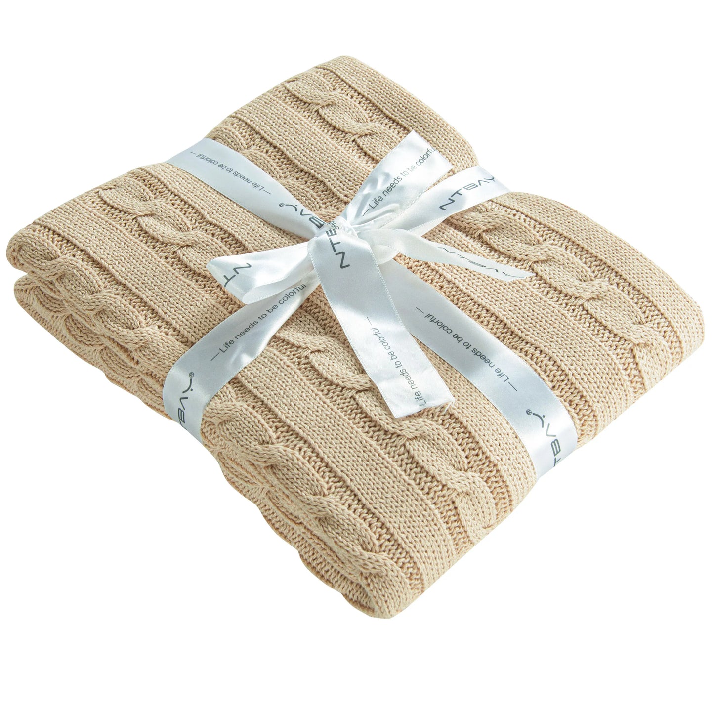 Ntbay 100 Percent Cotton Cable Knit Toddler Blanket Soft Warm Unisex Baby Crib Bedding