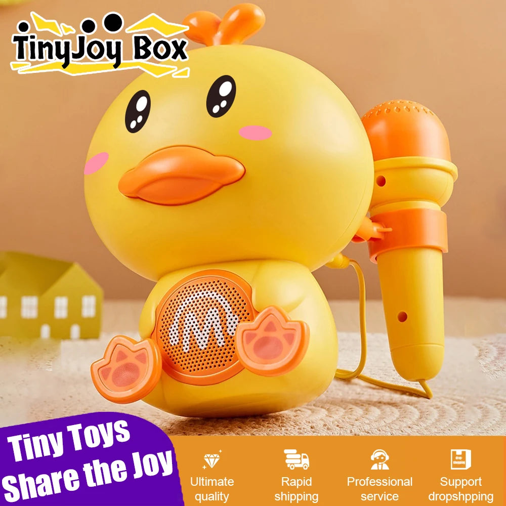 Microphones Cute Duck Singing Sound Early Education Machine Voice Changeable Storytelling With Light Music Toys For Kids Gifts