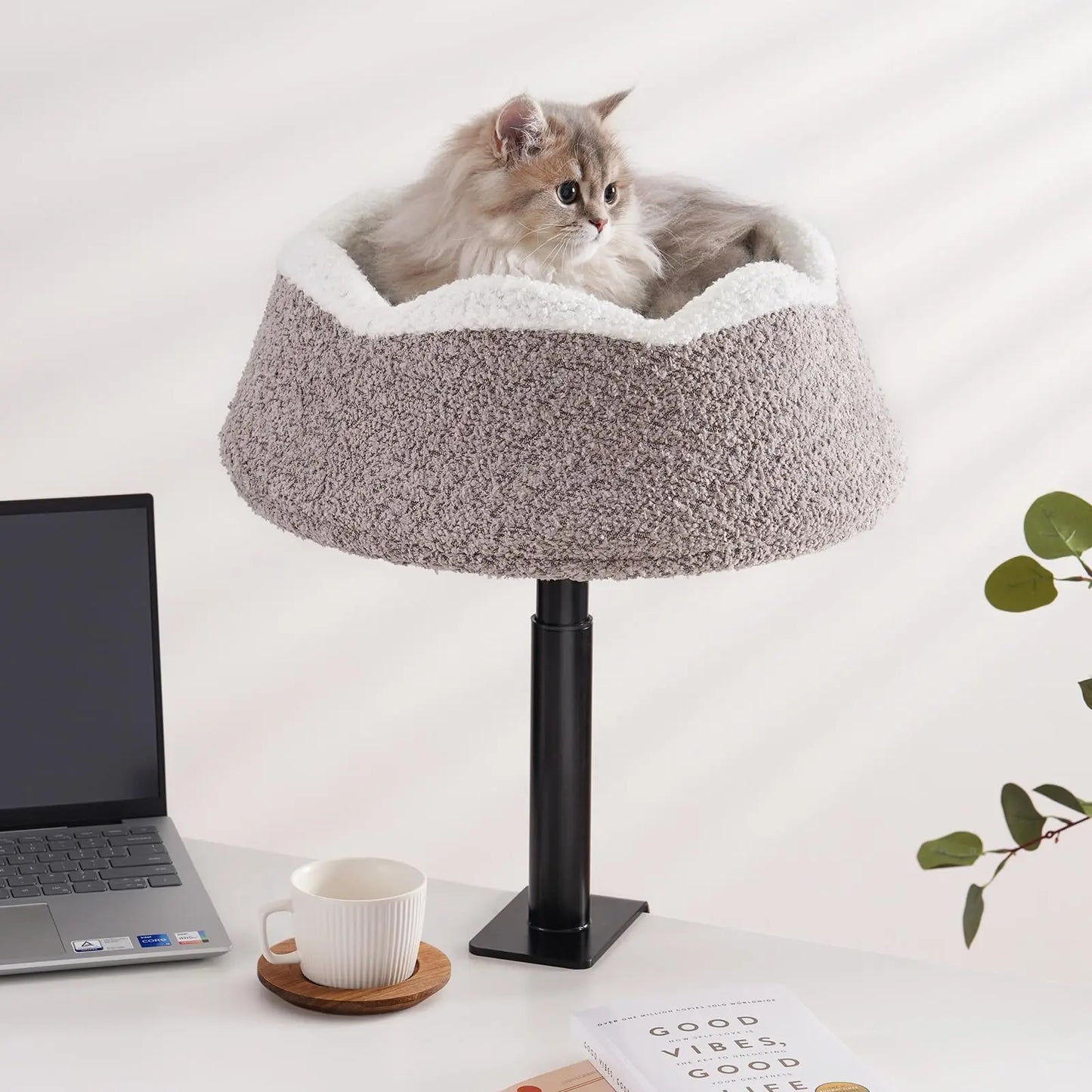 MEWOOFUN Cat Desk Bed Perch 360 Rotation Adjustable Height