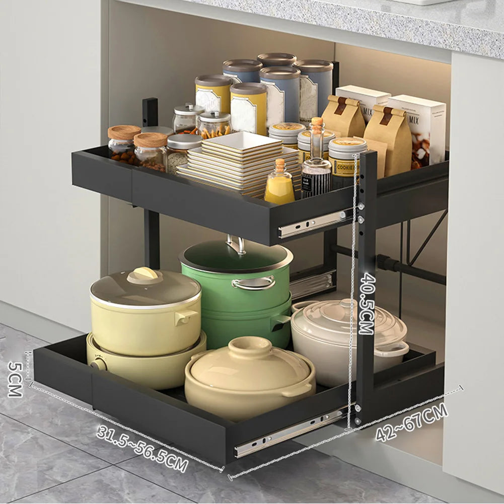 Hign-concerned Under Sink Sliding Cabinet Organizer Drawer