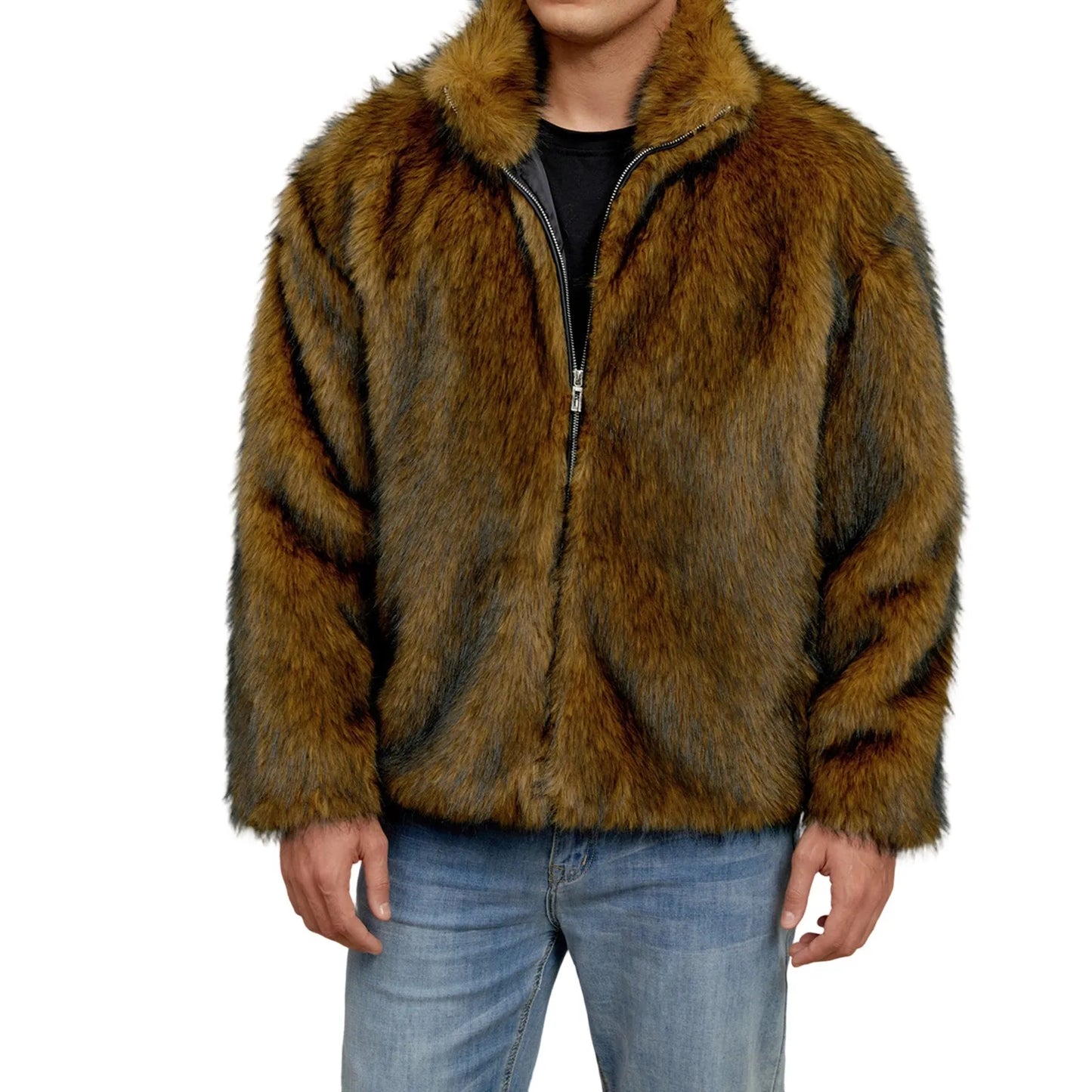 CN Guangdong Men Faux Fur Jacket Winter Thick Collar Coat
