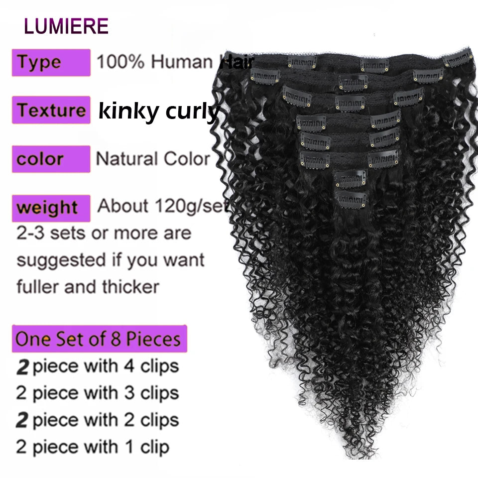 Lumiere Hair Afro Kinky Curly Clip In Extensions Remy
