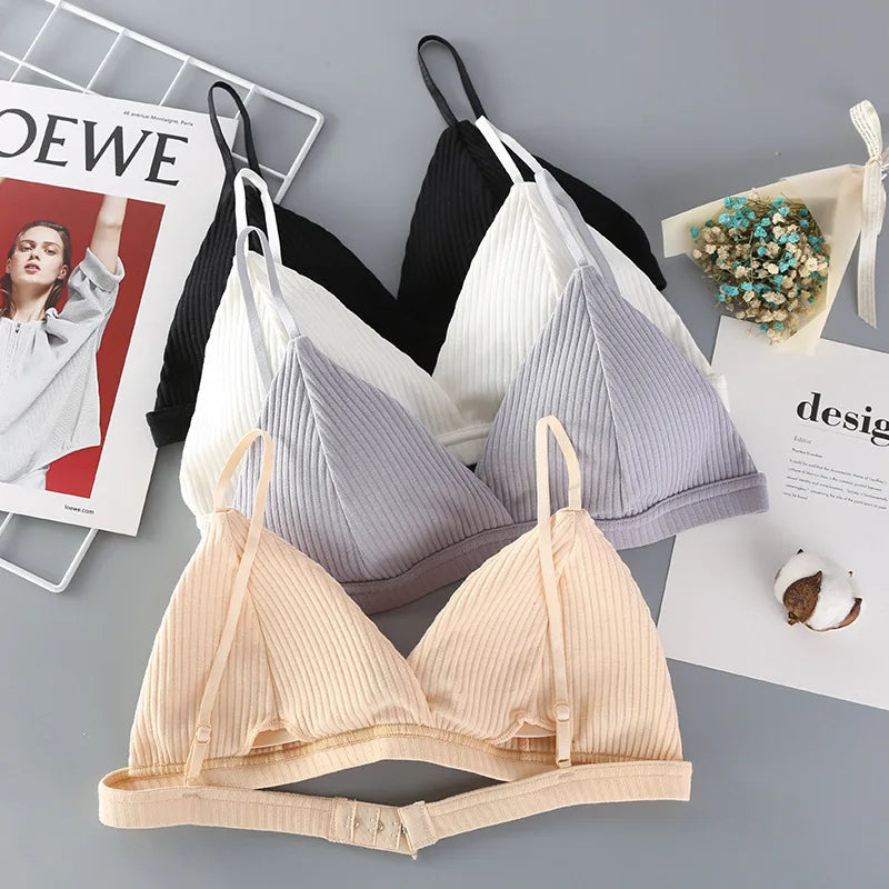 Fenlandwell Cotton Push Up Bralette For Women Seamless Wirefree Bra